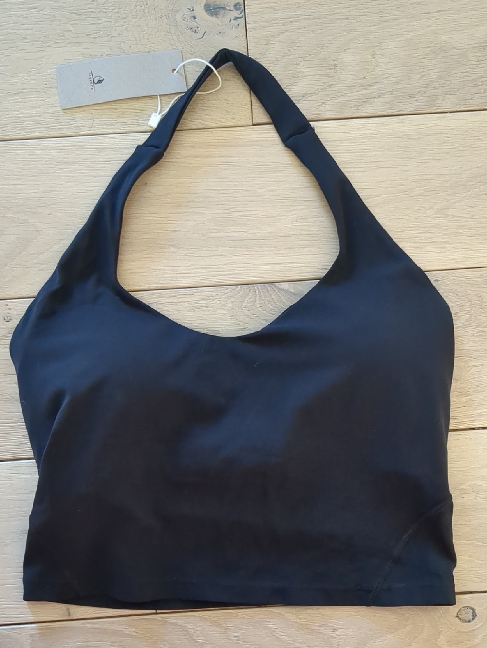 NWT Icyzone Black Halter Neck Crop Top Built In Bra With Removable Cup Pads